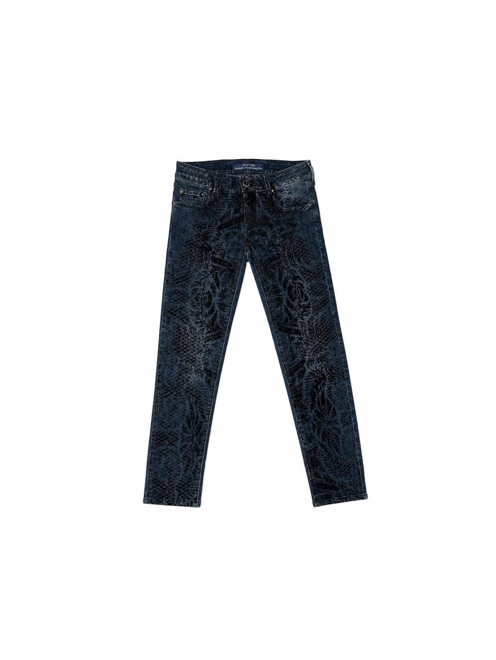Jacob Cohën PW Jocelyn Slim Velvet Paisley Jeans W27 Blue Italy | NWOT